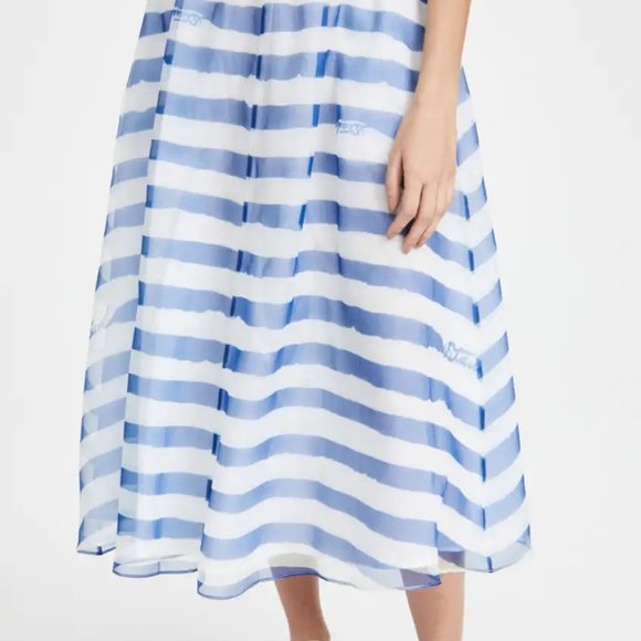 STAUD Mattia Skirt Blue & White Painted Stripe - S - Picture 6 of 8